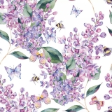 Balení ubrousků 33x33 - Fialové květy s včelkami