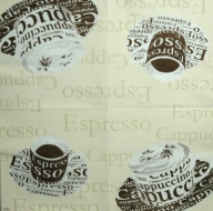 Ubrousek káva - Malované šálky hnědobílé