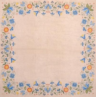 Ubrousek vzorovaný - květinový ubrus, modré kvítky