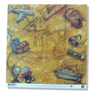 Papír na scrapbooking - Bon Voyage 30x30 cm